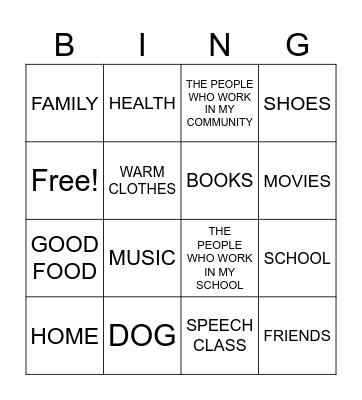 THANKFUL Bingo Card