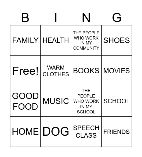 THANKFUL Bingo Card