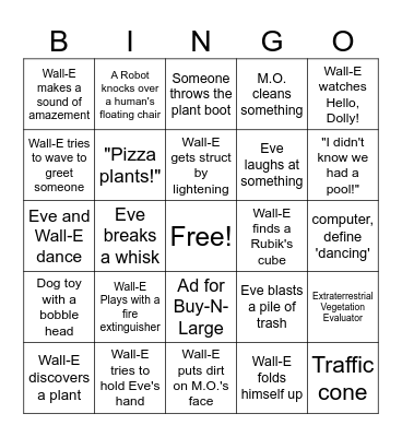 Wall-E Bingo Card