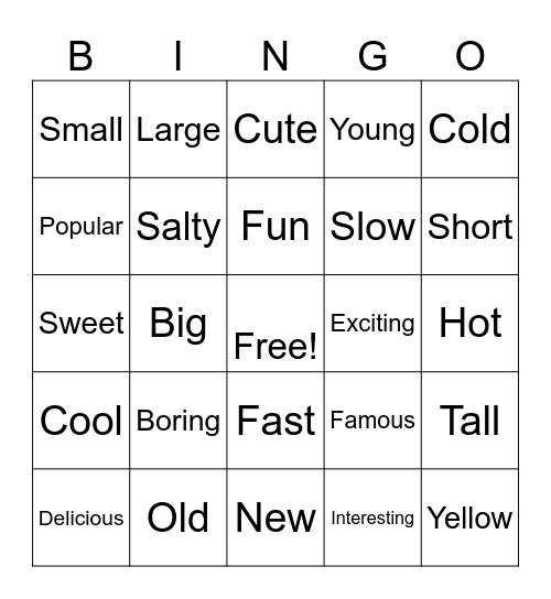 As ___ as Bingo Card