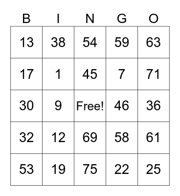 ASL Bingo Card Bingo Card