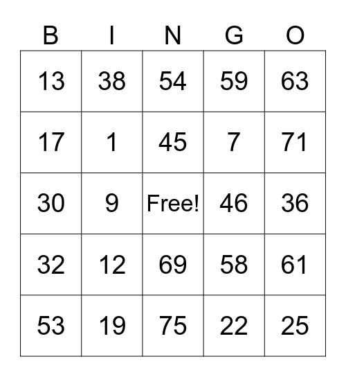 ASL Bingo Card Bingo Card