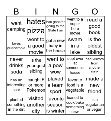 Find someone who... Bingo Card
