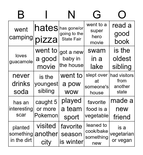 Find someone who... Bingo Card