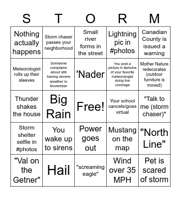 Oklahoma Severe Weather Bingo #7 2024 Bingo Card