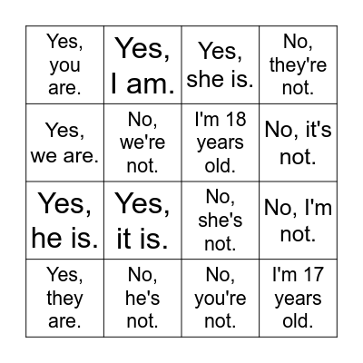Ask questions to get these answers... Click the box when you get that answer. Bingo Card