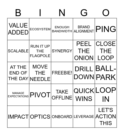 Listen Up! Bingo Card
