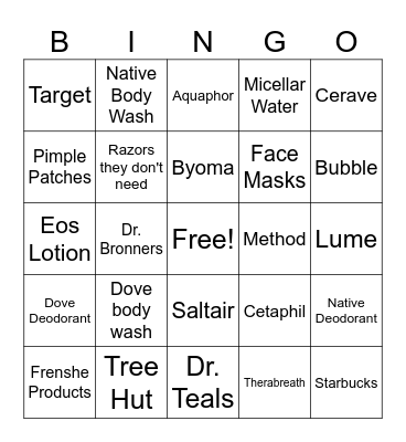 hygiene bingo Card
