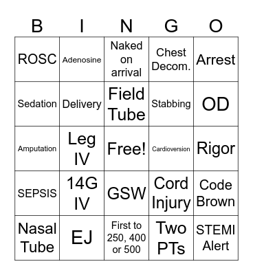 DH P-School Bingo Card