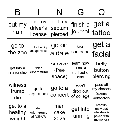 2025 Bingo Card