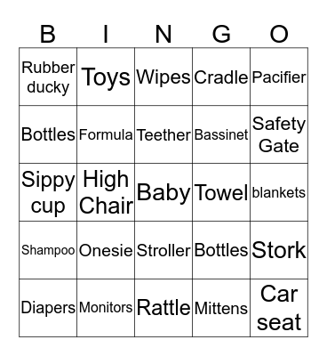Baby Bingo Card