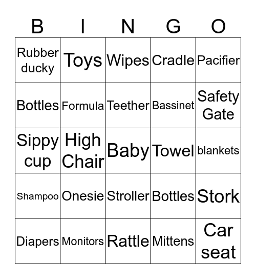 Baby Bingo Card