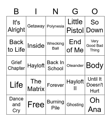 Mother Mother 2024 Bingo Card