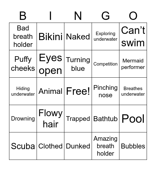 Aquaphile Bingo Card