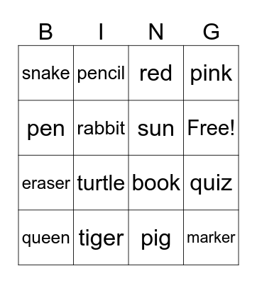 Phonics PQRST Bingo Card
