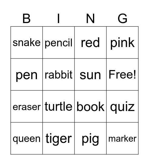 Phonics PQRST Bingo Card
