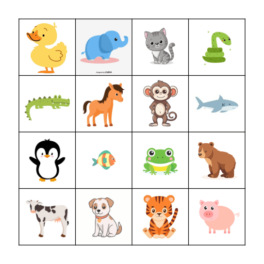 ANIMAL BINGO Card