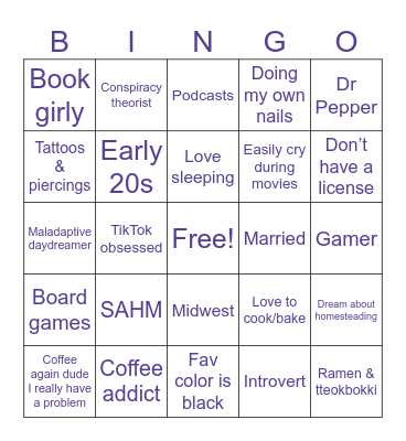 Jess Bingo Card