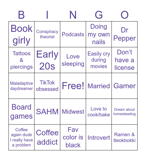 Jess Bingo Card