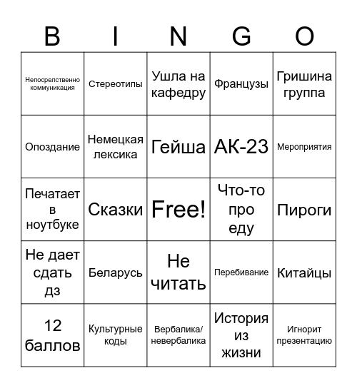 Мороzzкина Bingo Card