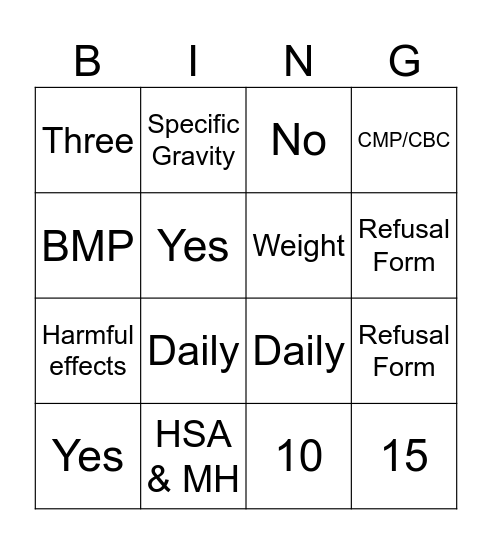 Hunger Strike Bingo Card