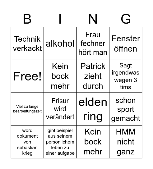 herr weiss bingo Card