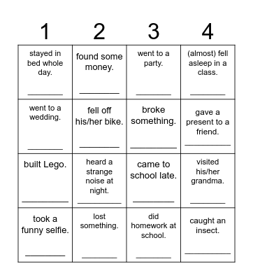 Find someone who recently... Bingo Card