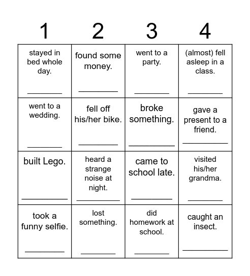 Find someone who recently... Bingo Card