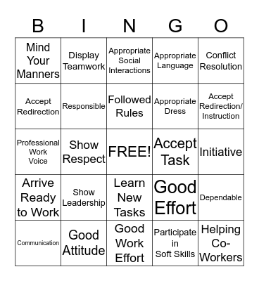 Soft Skills Bingo Card