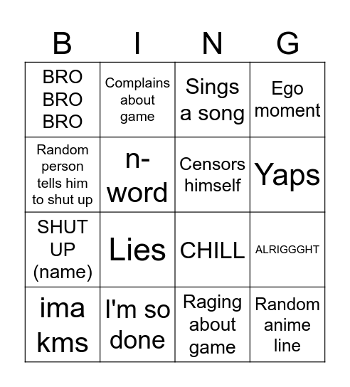 WAYLON BINGO Card