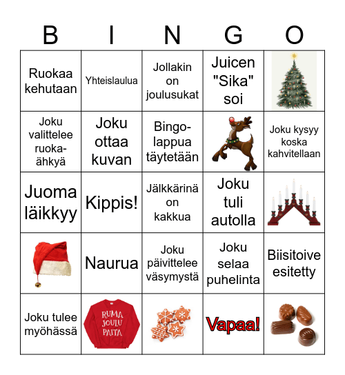 Pikkujoulubingo Card