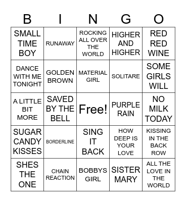 MAYO Bingo Card