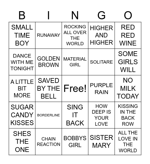 MAYO Bingo Card