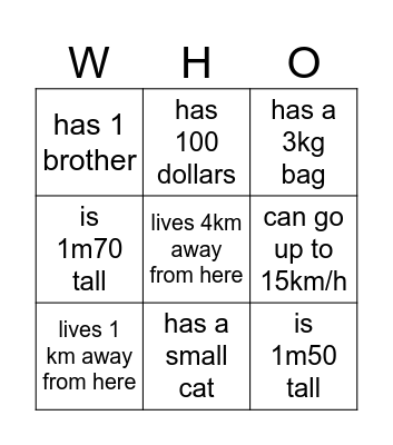 Find someone Bingo Card
