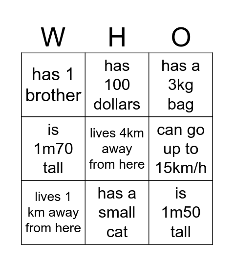 Find someone Bingo Card