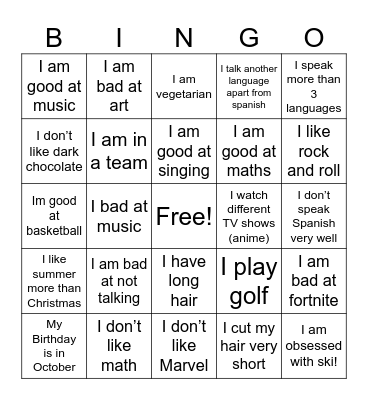 Diversity Bingo Card