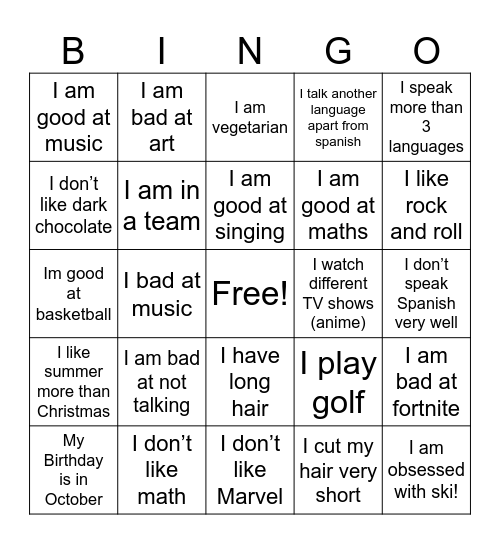 Diversity Bingo Card