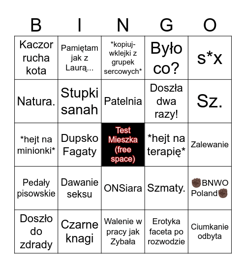 Bingo Spornolone Braszke Edition Bingo Card