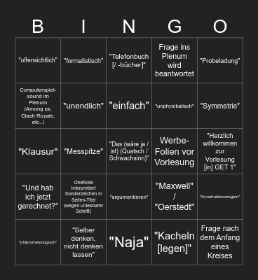GET-Fischer Bingo Card
