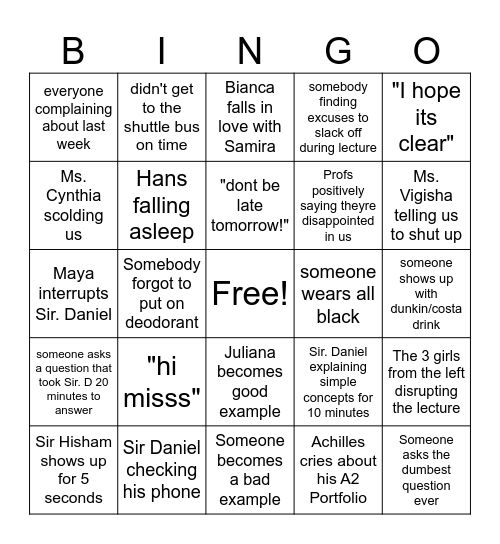 DMU ARCHI BINGO Card