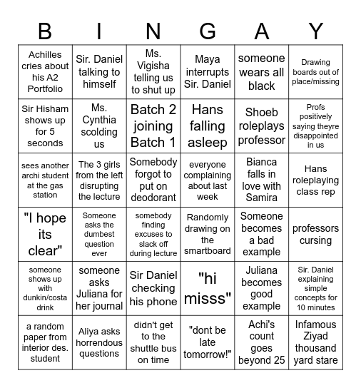 DMU ARCHI BINGO Card