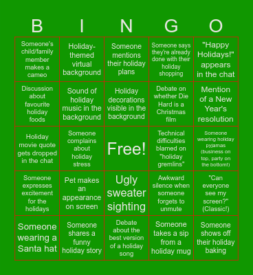 SFG20 Chrimbo Bingo Card