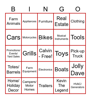 Tradin' Post Bingo Card