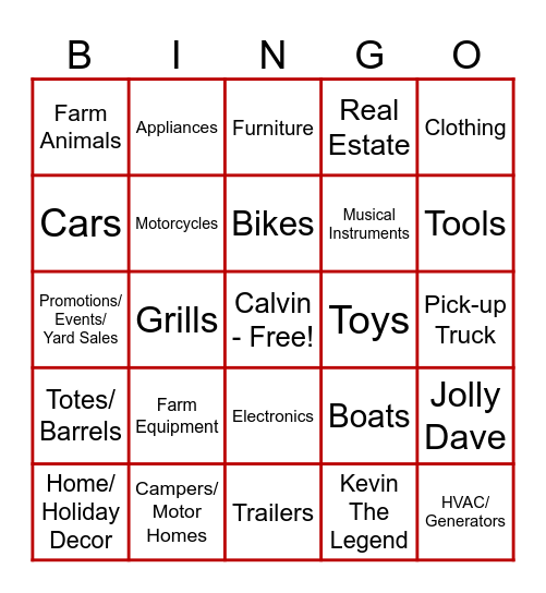 Tradin' Post Bingo Card