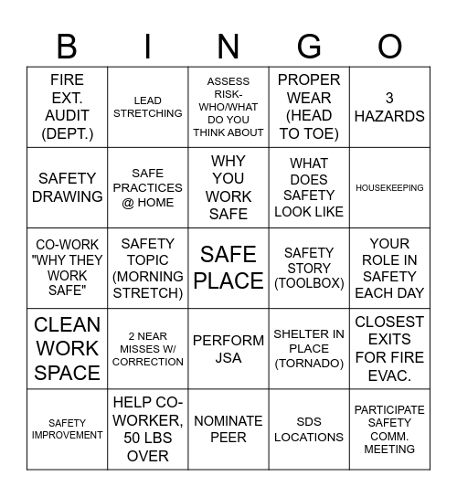 NORCROSS SAFETY BINGO Card