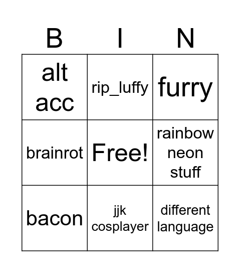 tsb bingo! Bingo Card