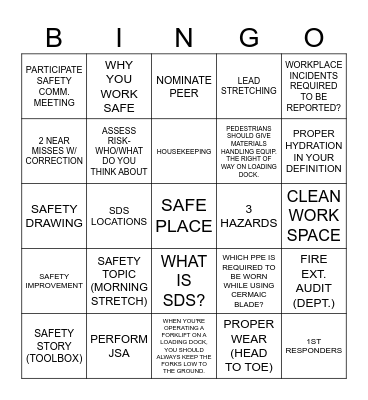 NORCROSS SAFETY BINGO Card