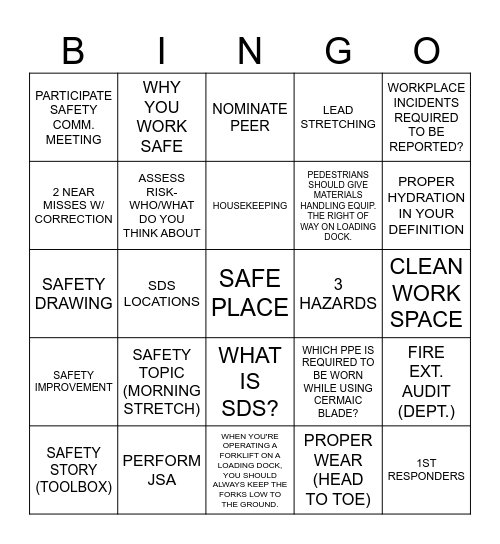 NORCROSS SAFETY BINGO Card