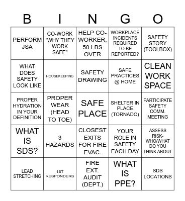 NORCROSS SAFETY BINGO Card