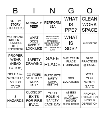 NORCROSS SAFETY BINGO Card